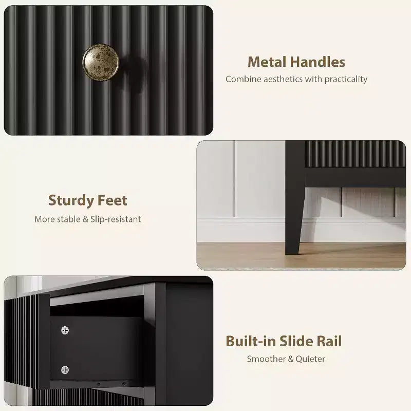Fluted 3 Drawer Dresser, Wide Dresser Nightstand, Modern Wood Chest of Drawers, Large Painted Storage Cabinet for Closet, Hallway, Entryway, Bedroom