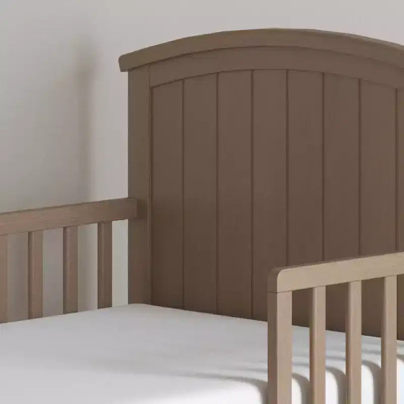 Arch Top Toddler Bed for Kids with Guard Rails, Low to Ground Design, Made of Pinewood, Clean Lines Match Any Decor