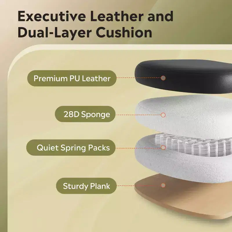 Executive Leather Home Office Chair with Footrest, High Back Ergonomic Desk Chair, Big and Tall with Lumbar Support