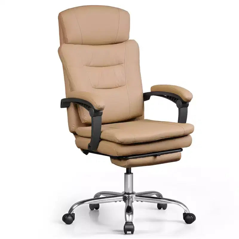 Executive Leather Home Office Chair with Footrest, High Back Ergonomic Desk Chair, Big and Tall with Lumbar Support