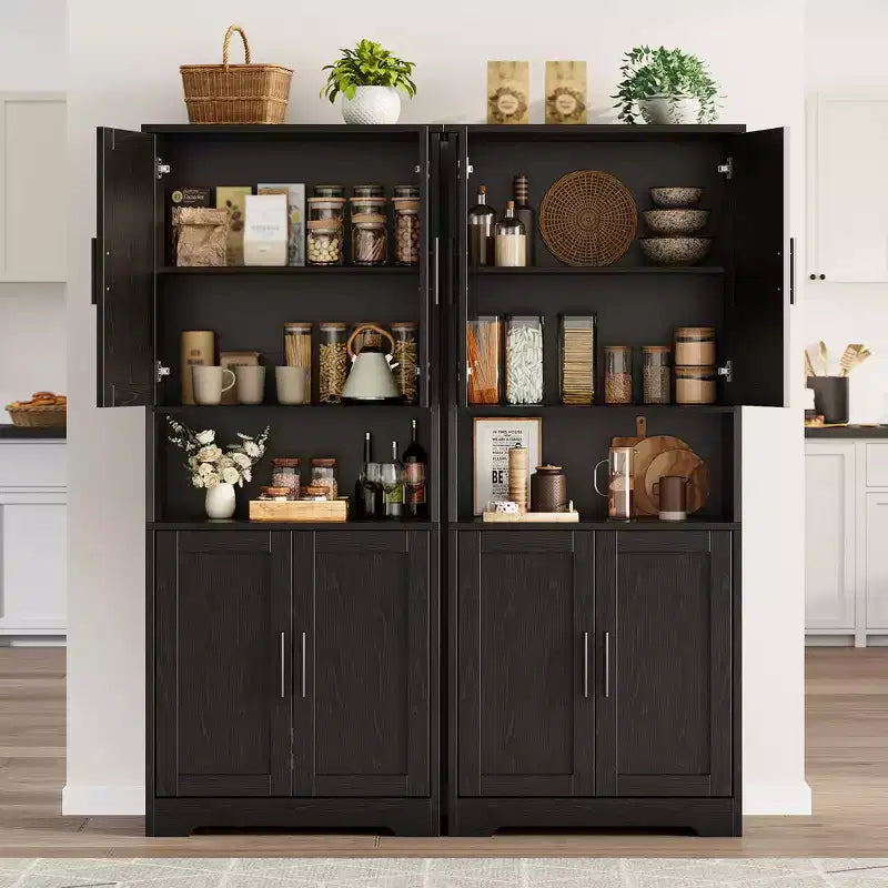 70 Tall Kitchen Pantry Cabinet with Doors and Adjustable Shelves, Freestanding Cupboard