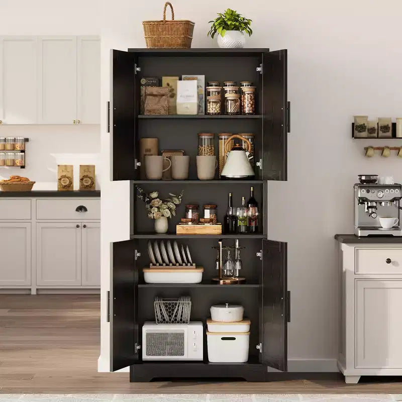 70 Tall Kitchen Pantry Cabinet with Doors and Adjustable Shelves, Freestanding Cupboard