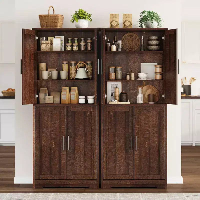 70 Tall Kitchen Pantry Cabinet with Doors and Adjustable Shelves, Freestanding Cupboard