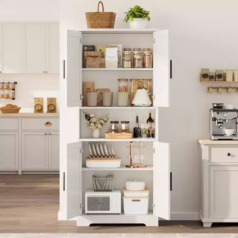 70 Tall Kitchen Pantry Cabinet with Doors and Adjustable Shelves, Freestanding Cupboard