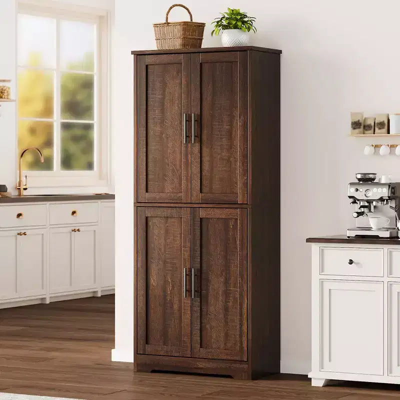 70 Tall Kitchen Pantry Cabinet with Doors and Adjustable Shelves, Freestanding Cupboard