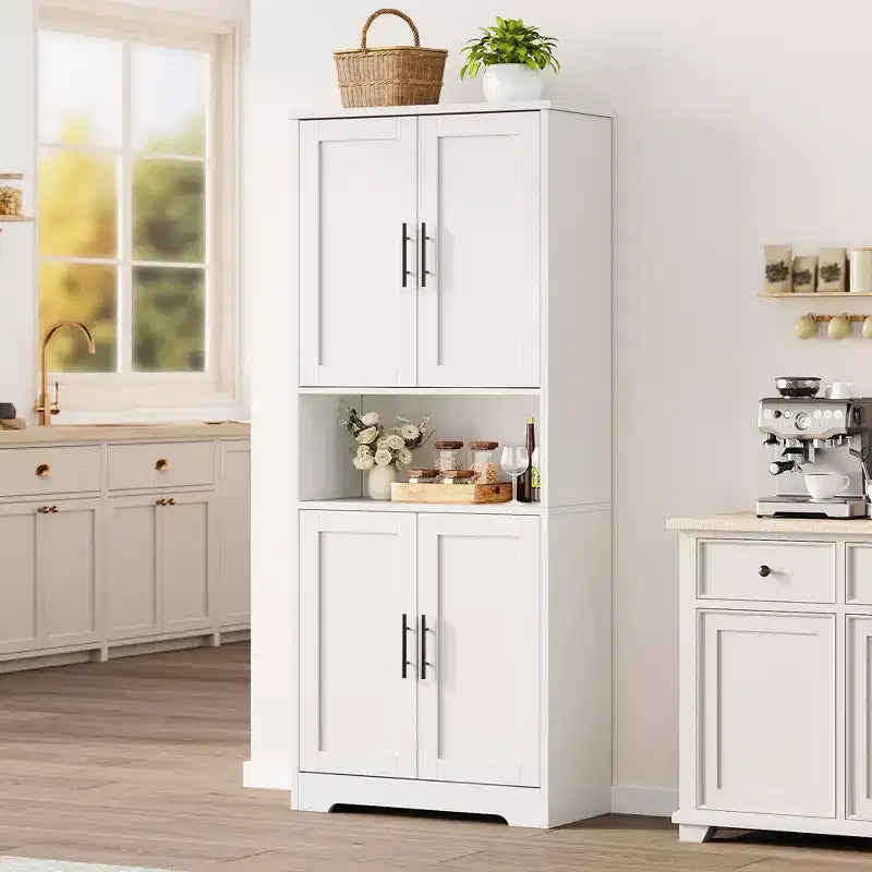 70 Tall Kitchen Pantry Cabinet with Doors and Adjustable Shelves, Freestanding Cupboard