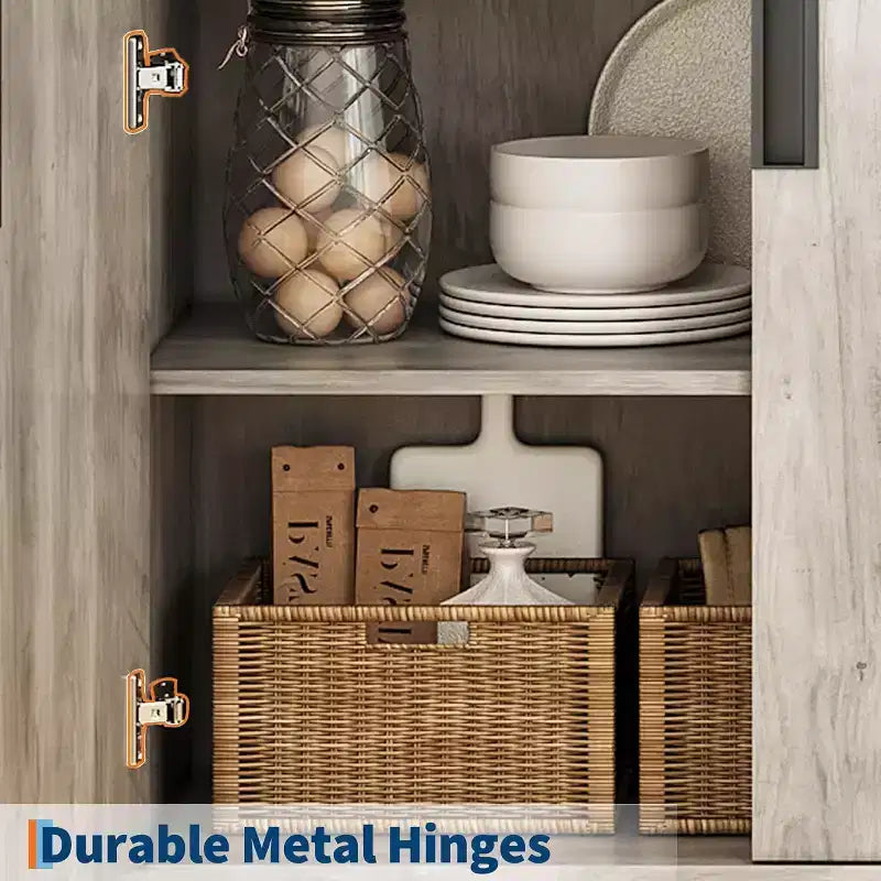 Farmhouse Bookshelf with Doors, Metal Base, 3 Open & 2 Hidden Shelves, Waterproof Scratch-Resistant
