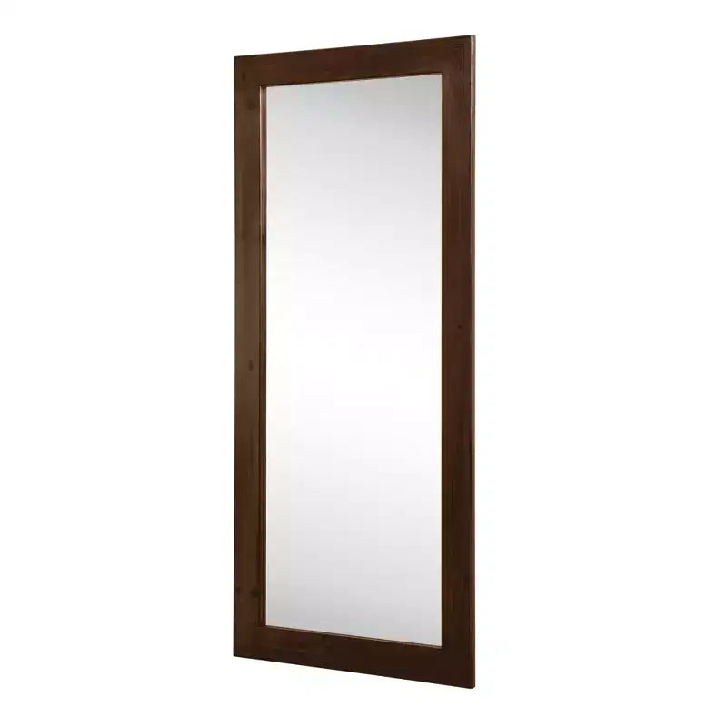 Full-Length Mirror, Solid Wood Straight Edge, Right Angle Arch, Black, 71"x35"x1", No Stand