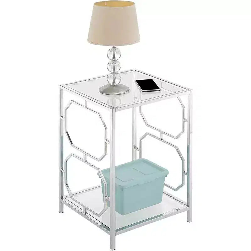 Chrome End Table with Sleek Frame and Smooth Surface, Contemporary Accent Side Table for Living Room or Office