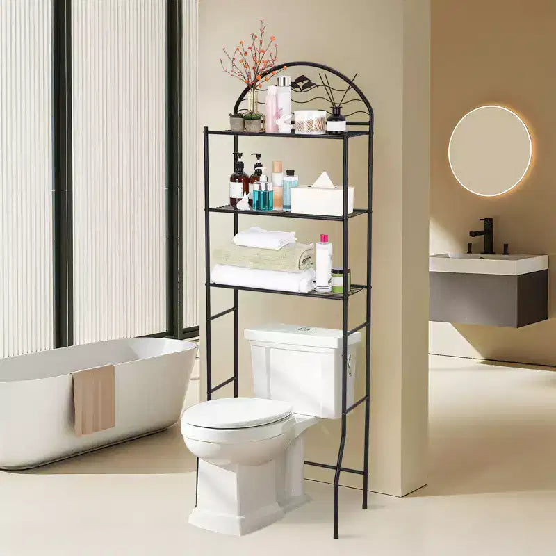 3-Tier Over The Toilet Storage, Freestanding Metal Bathroom Organizer Shelf Over Toilet, Space-Saving Above The Toilet Shelf for Bathroom