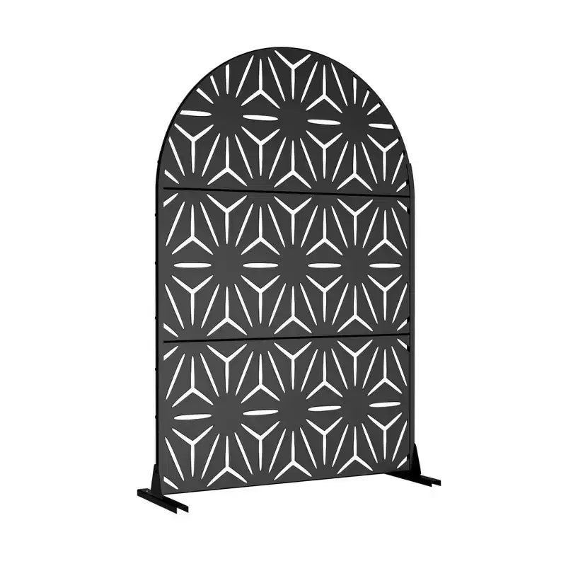 Star Shaped Black Arched Galvanized Steel Privacy Screen, Outdoor and Indoor Partition Decorative Panel