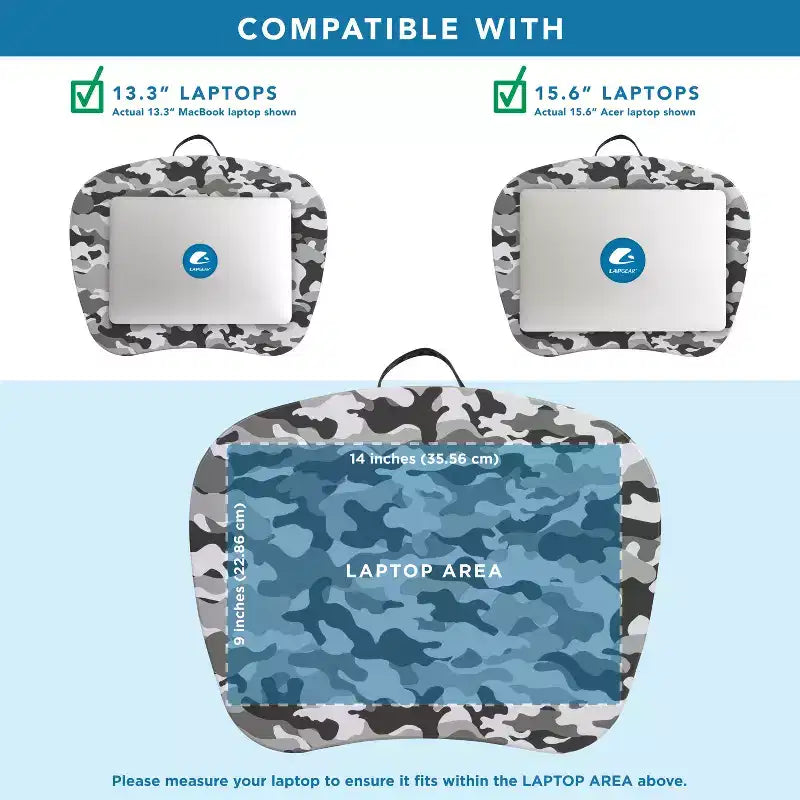 Lap Desk for Laptops up to 15.6", 17"W x 13.2"D Surface, Portable Cushioned Lap Tray