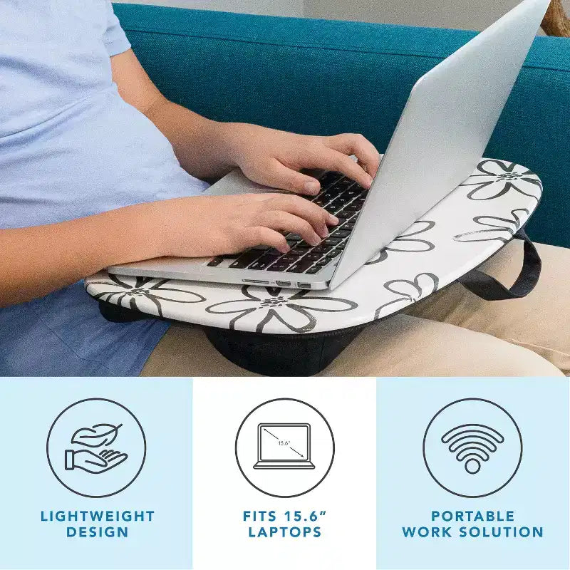 Lap Desk for Laptops up to 15.6", 17"W x 13.2"D Surface, Portable Cushioned Lap Tray