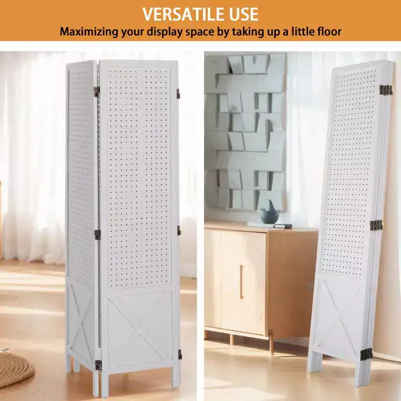 4-Panel Wood Room Divider Privacy Screen, 59.84"H x 59.84"W