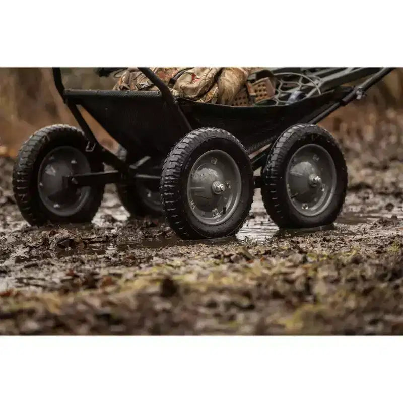 Multi-Use Folding Cart, 500 lb Capacity for Hauling Game, Bait, Hunting Gear, and Wood, Black