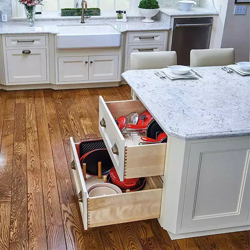 Pegboard Drawer Divider Organizer, Trim to Fit Wooden Kitchen Cabinet Storage for Utensils, Pots and Dishes