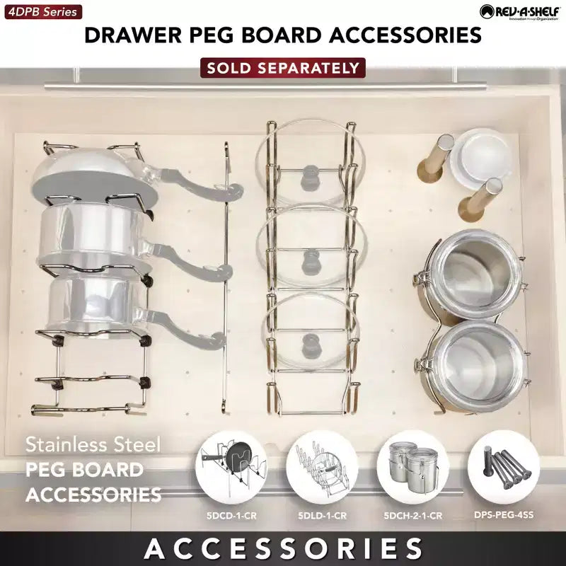 Pegboard Drawer Divider Organizer, Trim to Fit Wooden Kitchen Cabinet Storage for Utensils, Pots and Dishes