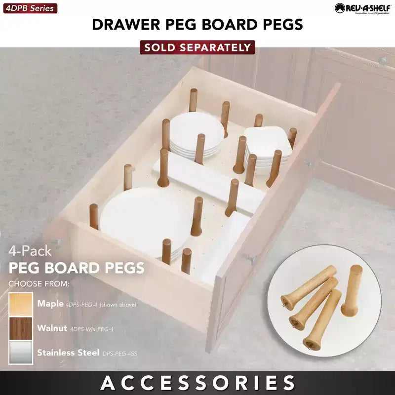 Pegboard Drawer Divider Organizer, Trim to Fit Wooden Kitchen Cabinet Storage for Utensils, Pots and Dishes