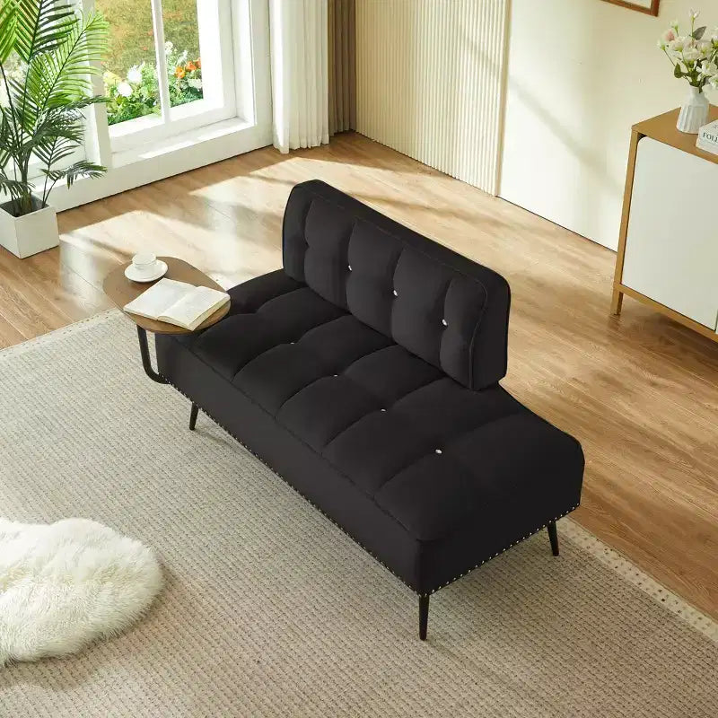 54" Velvet Loveseat Sofa with Swivel Side Table & Backrest, 2-Seater Couch for Living Room, Bedroom