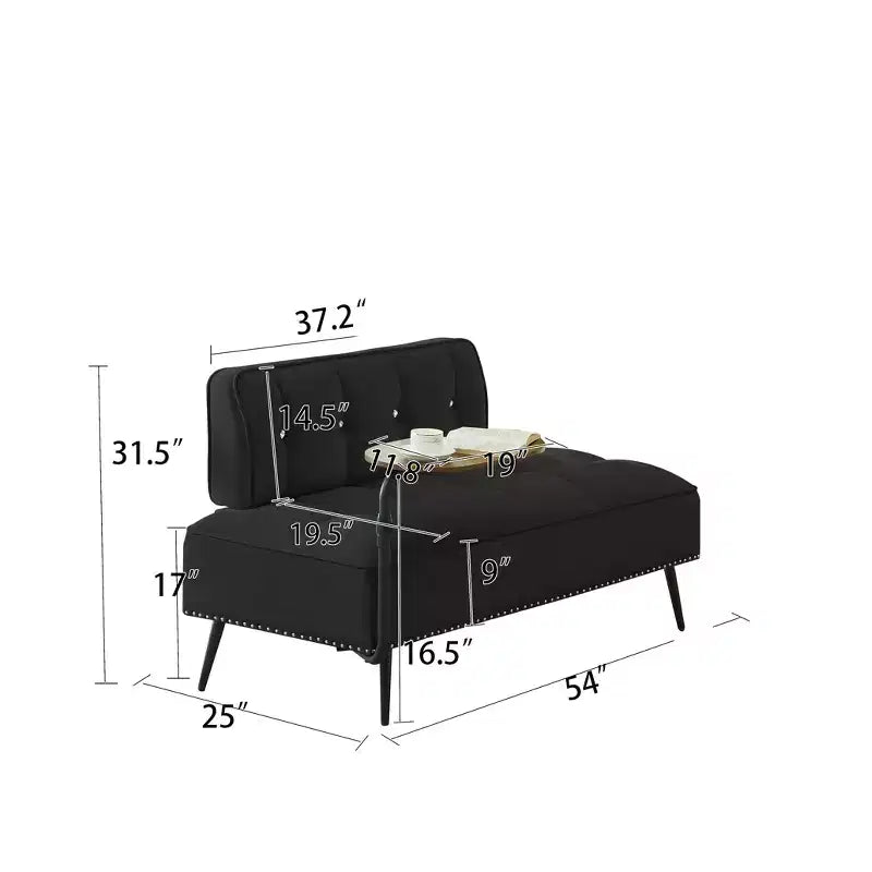 54" Velvet Loveseat Sofa with Swivel Side Table & Backrest, 2-Seater Couch for Living Room, Bedroom