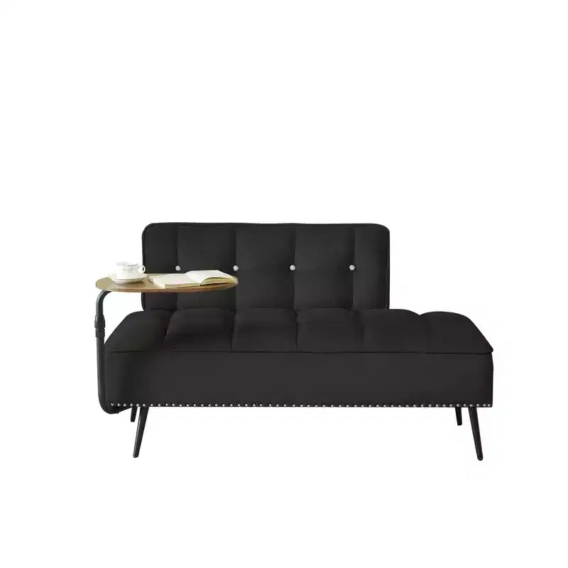 54" Velvet Loveseat Sofa with Swivel Side Table & Backrest, 2-Seater Couch for Living Room, Bedroom