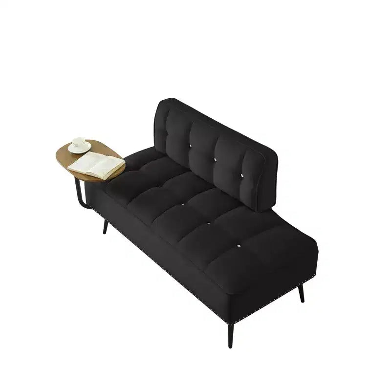54" Velvet Loveseat Sofa with Swivel Side Table & Backrest, 2-Seater Couch for Living Room, Bedroom