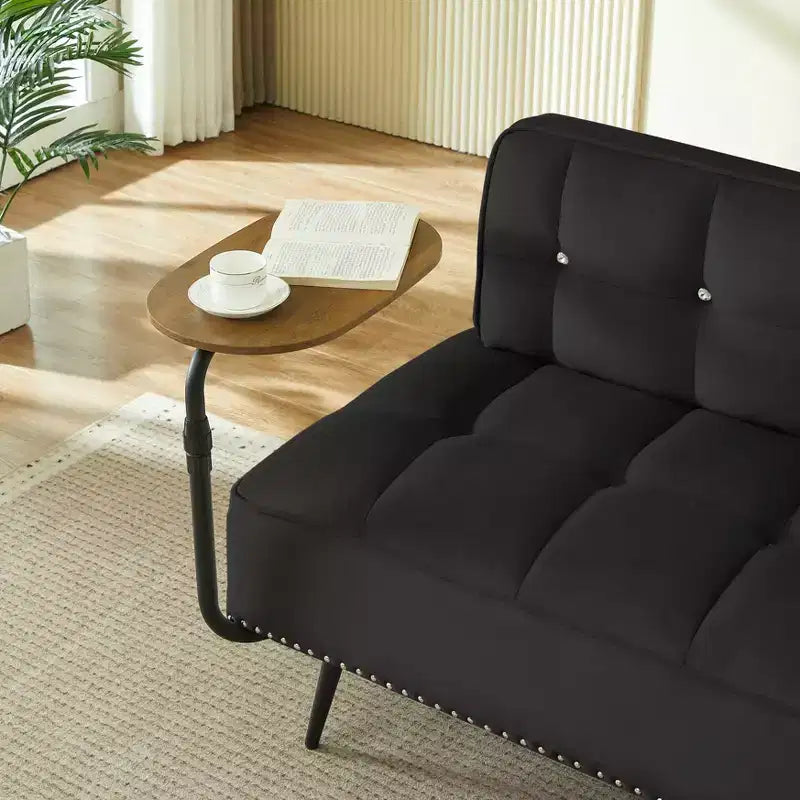 54" Velvet Loveseat Sofa with Swivel Side Table & Backrest, 2-Seater Couch for Living Room, Bedroom