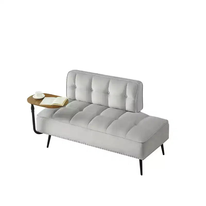 54" Velvet Loveseat Sofa with Swivel Side Table & Backrest, 2-Seater Couch for Living Room, Bedroom