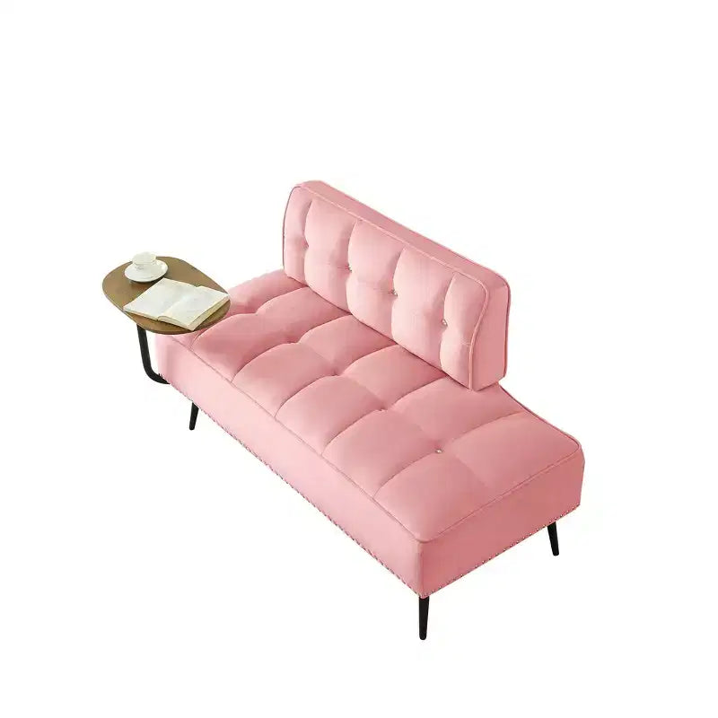 54" Velvet Loveseat Sofa with Swivel Side Table & Backrest, 2-Seater Couch for Living Room, Bedroom