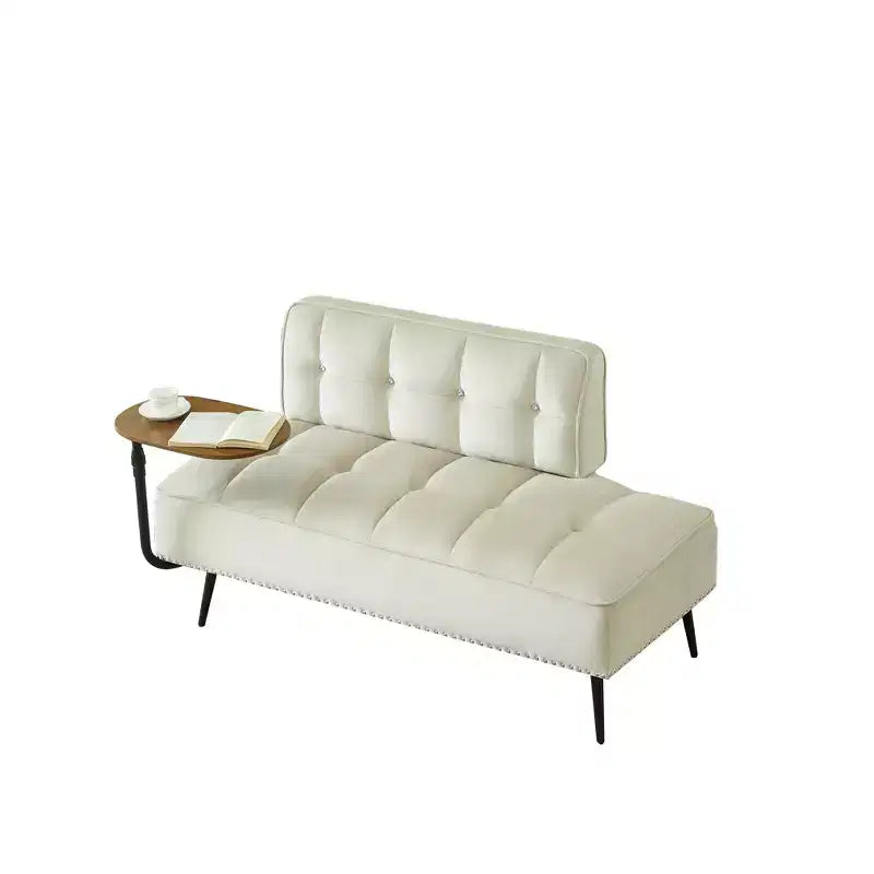 54" Velvet Loveseat Sofa with Swivel Side Table & Backrest, 2-Seater Couch for Living Room, Bedroom