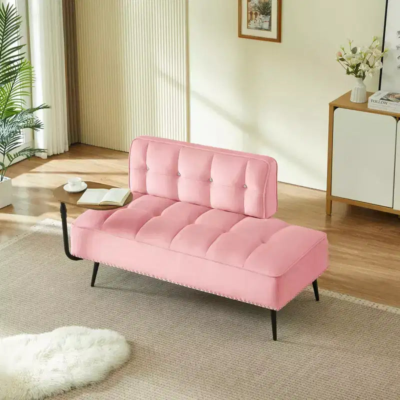 54" Velvet Loveseat Sofa with Swivel Side Table & Backrest, 2-Seater Couch for Living Room, Bedroom