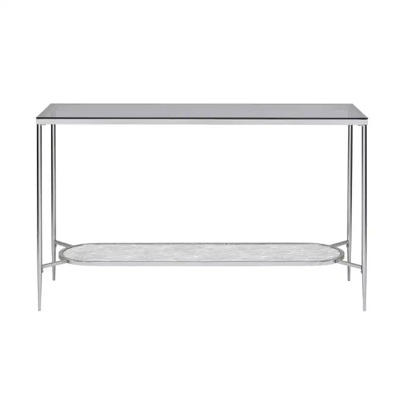 Glass Console Sofa Table, Chrome Finish, 48"L x 16"W x 30"H