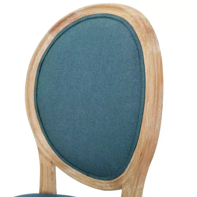 Set of 2 Traditional Upholstered Dining Chairs with King Louis Back and Rubberwood Frame