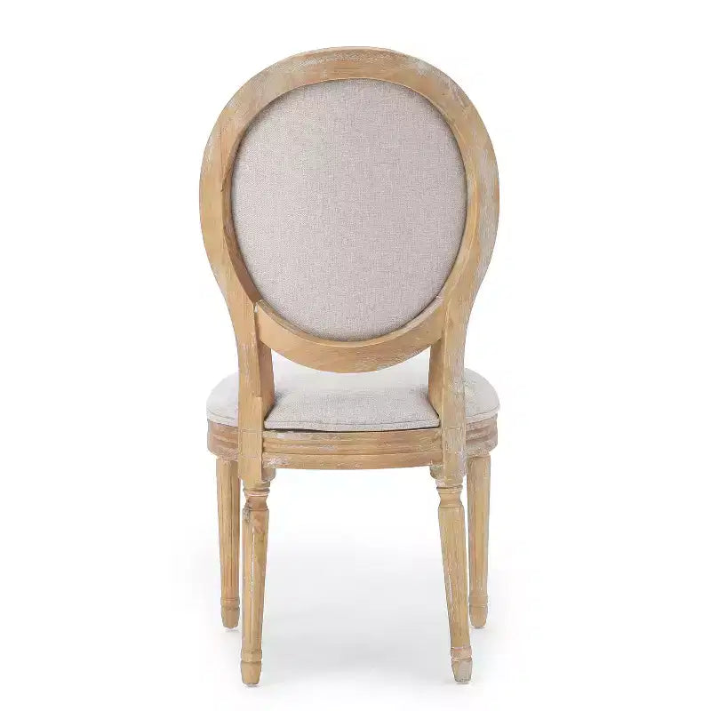 Set of 2 Traditional Upholstered Dining Chairs with King Louis Back and Rubberwood Frame