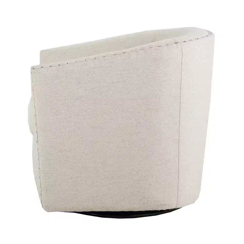 Swivel Lounge Chair with High-Density Foam Cushion and Bronze Nailhead Trim