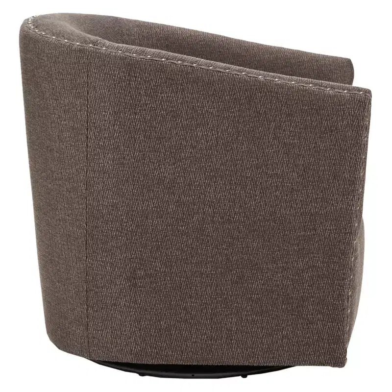 Swivel Lounge Chair with High-Density Foam Cushion and Bronze Nailhead Trim
