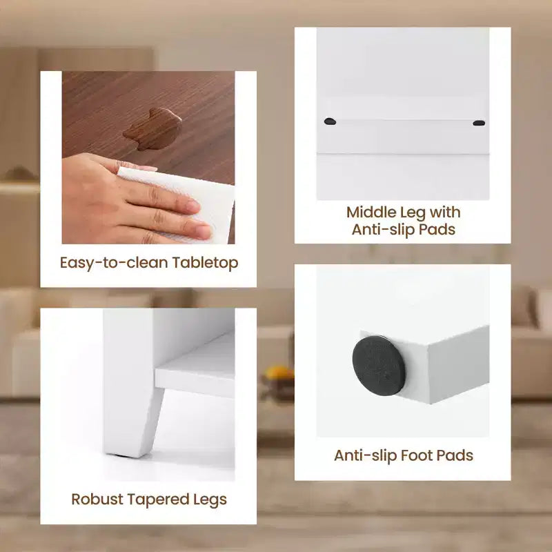 Lift Top Coffee Table with Hidden Compartment and Storage Shelves, Modern Furniture, White
