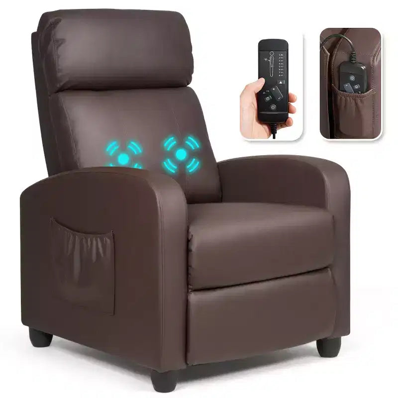 Recliner Massage Chair, Ergonomic Adjustable Single Sofa with Padded Seat – Black/Brown/Gray