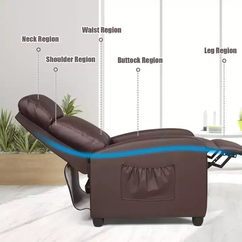 Recliner Massage Chair, Ergonomic Adjustable Single Sofa with Padded Seat – Black/Brown/Gray