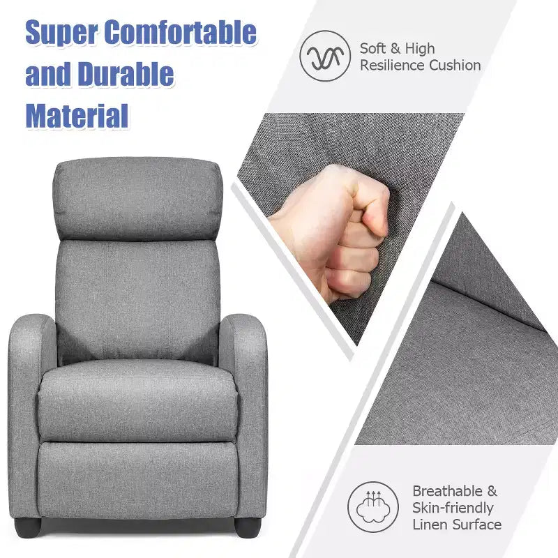 Recliner Massage Chair, Ergonomic Adjustable Single Sofa with Padded Seat – Black/Brown/Gray