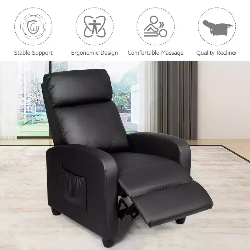 Recliner Massage Chair, Ergonomic Adjustable Single Sofa with Padded Seat – Black/Brown/Gray